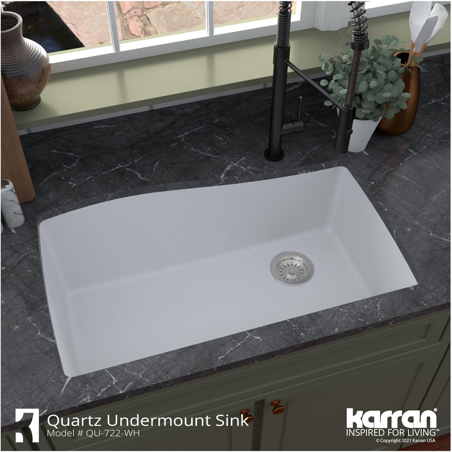 Karran Undermount Quartz Composite 33-1/2'' X 21'' Single Bowl Kitchen Sink