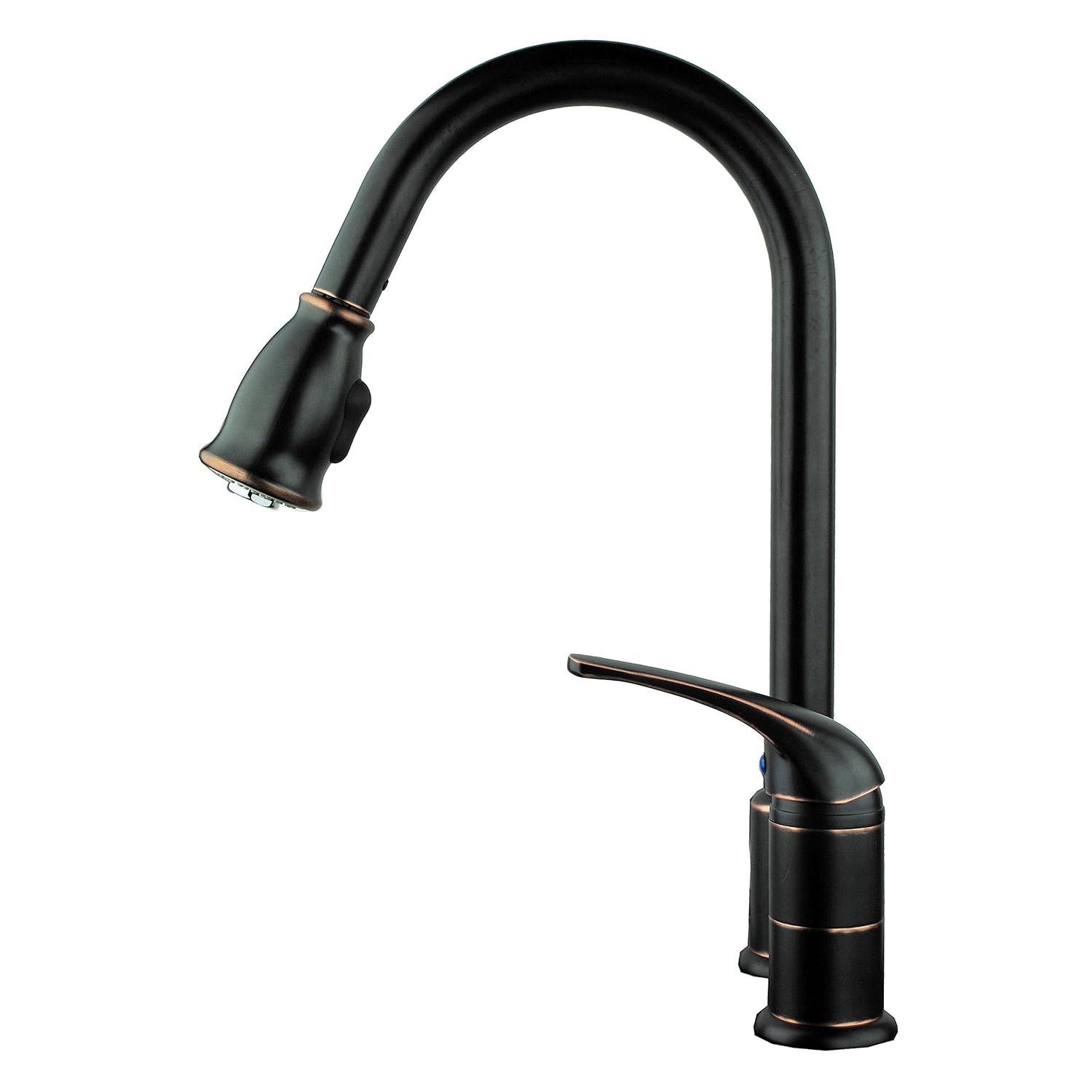 Builders Shoppe Classic Single Handle 16" Pull-Down Kitchen Faucet with Soap Dispenser Oil Rubbed Bronze Rubbed
