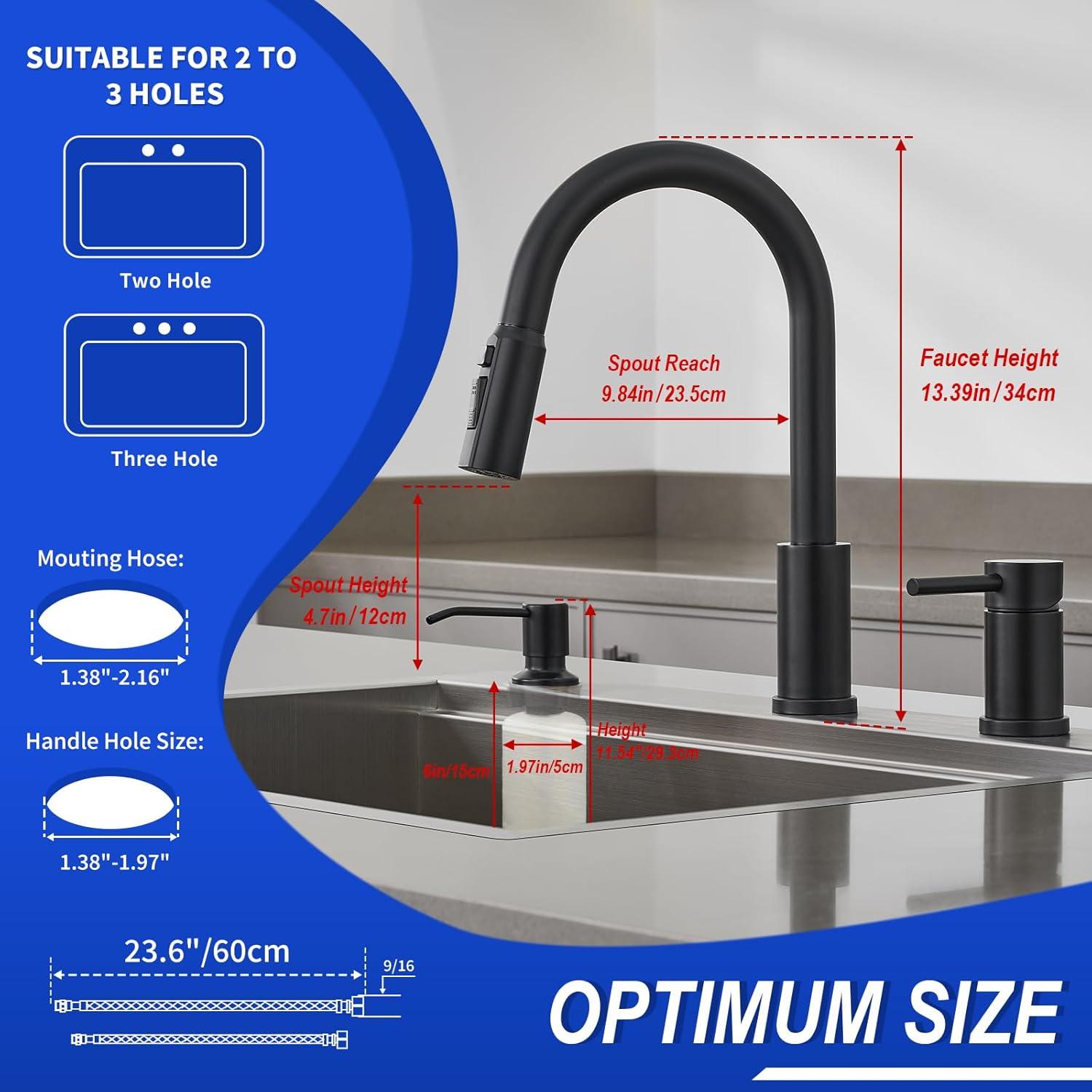 Kitchen Faucet with Pull Down Sprayer, Kitchen Sink Faucet, Single Handle Stainless Steel