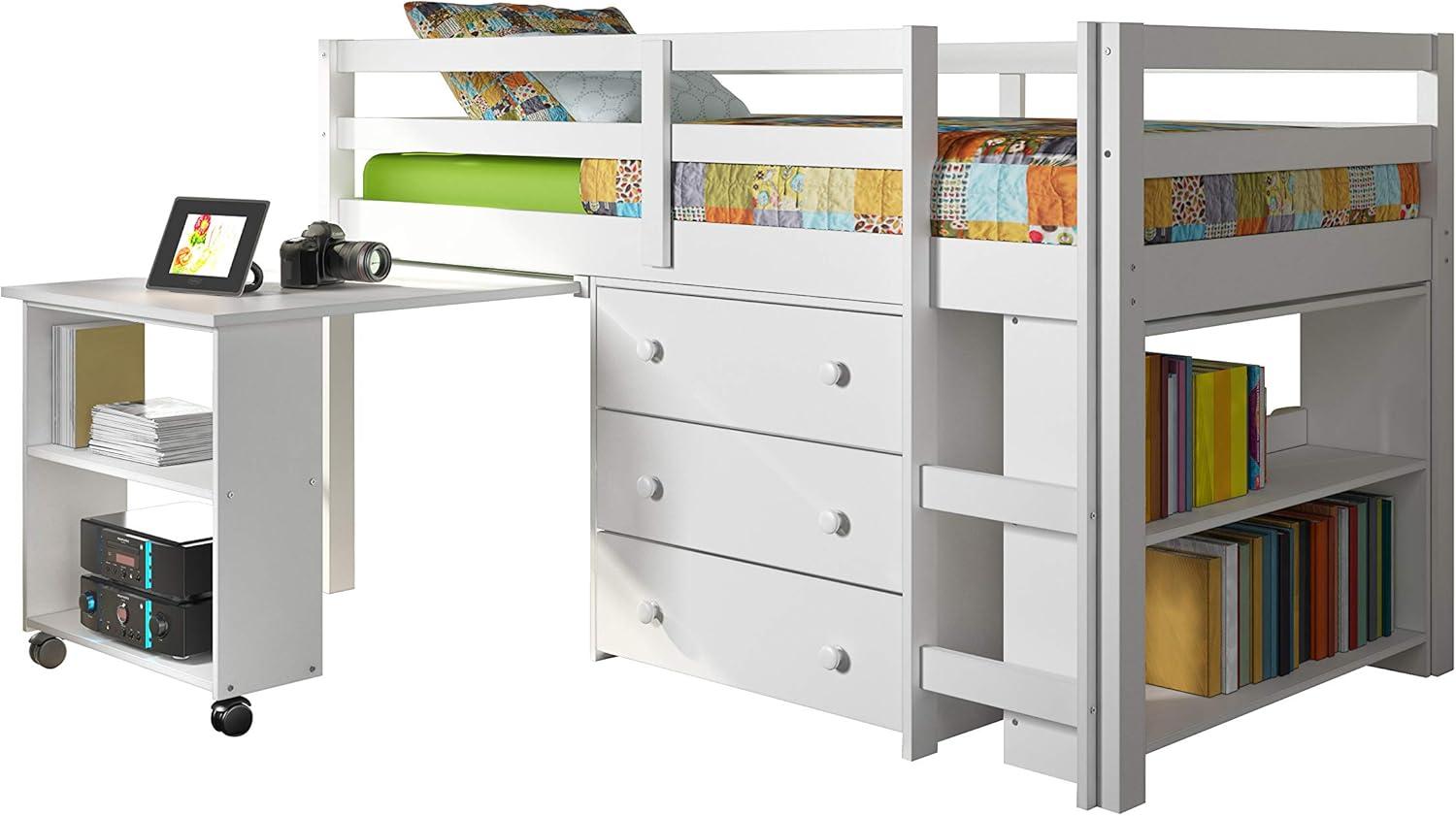 Donco Kids Study & Sleep Twin White Low Loft Bed