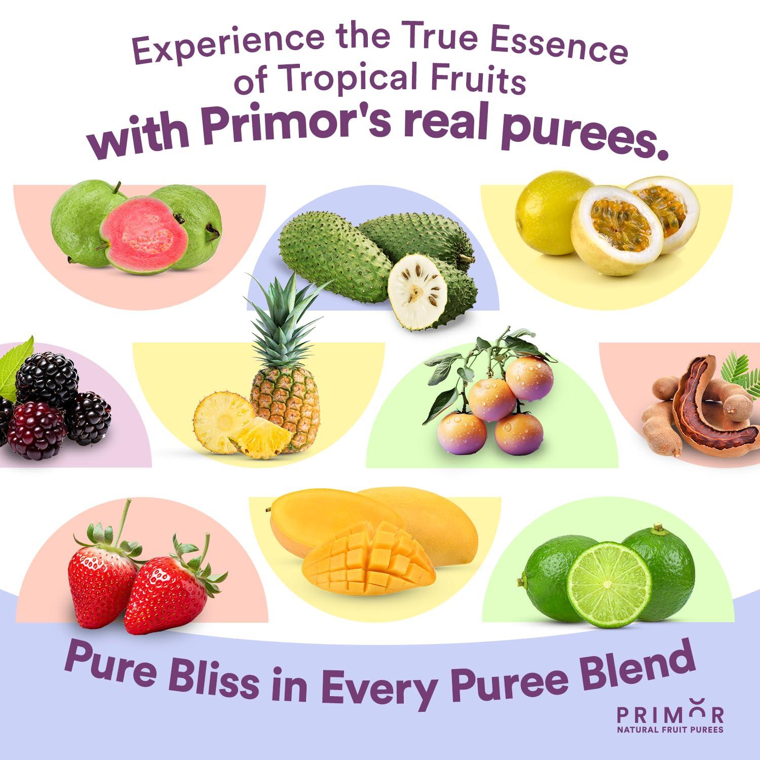 Primor Fruit Purees | Made with Real Fruit | Countless Applications: Juices, Smoothies, Cocktails, Desserts, and More - Lime