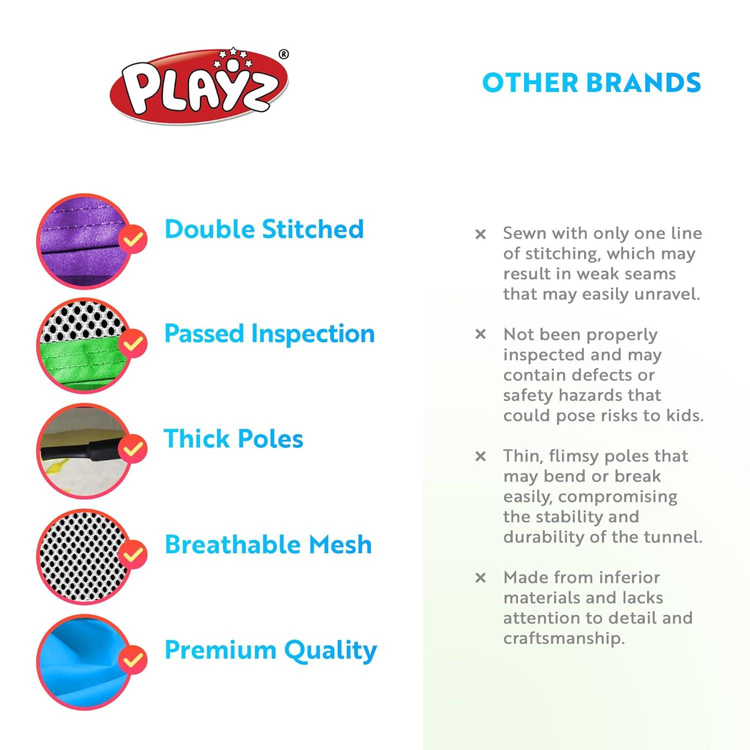 Playz 5pc Kids' Play Tents & Tunnels - Ball Pit for Toddlers, Basketball Hoop, Crawling Tubes, Pop-Up Playhouses, Baby Obstacle Course for Indoor or Outdoor Use