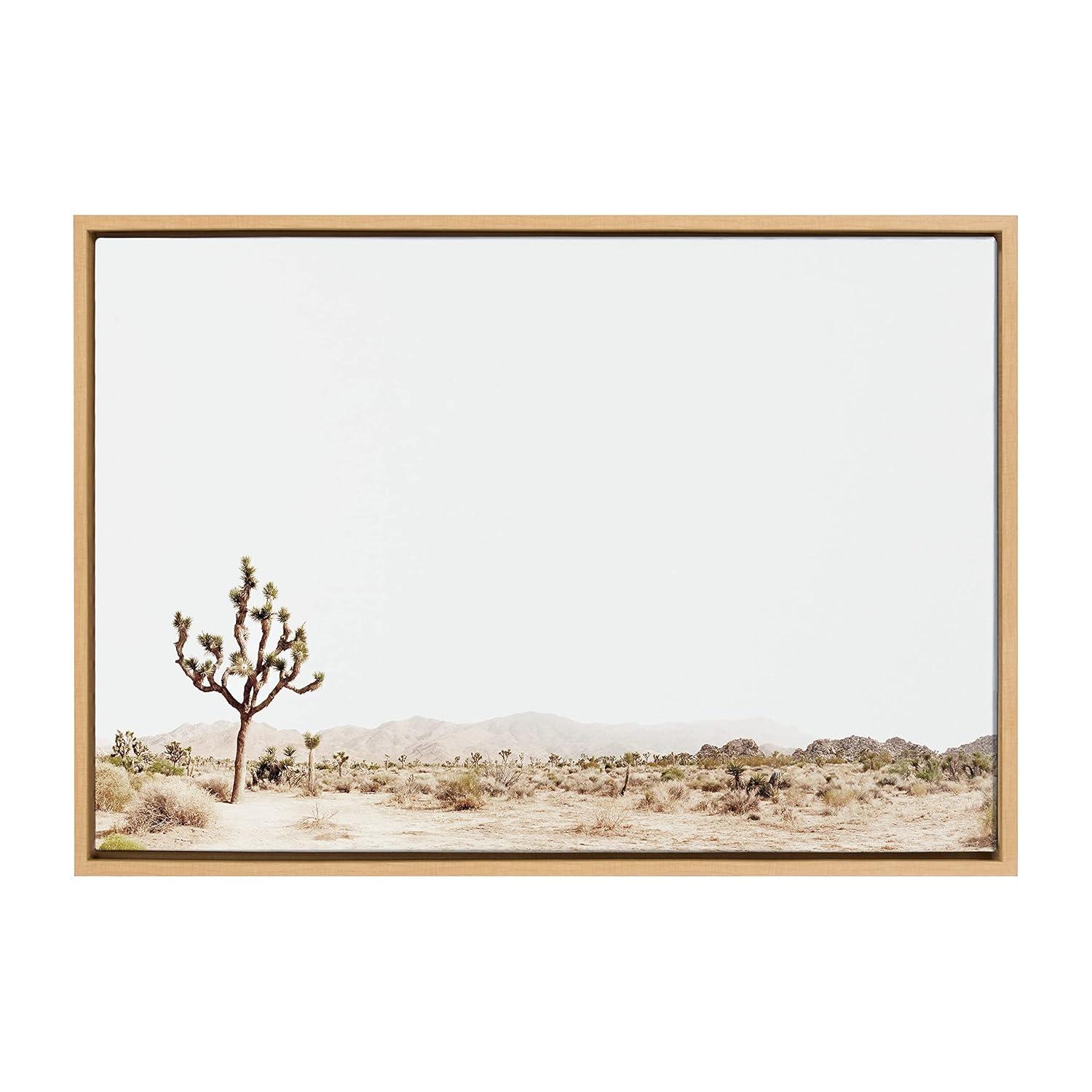 Kate and Laurel Sylvie Lone Joshua Tree Framed Canvas by Amy Peterson Art Studio, 23x33, Natural
