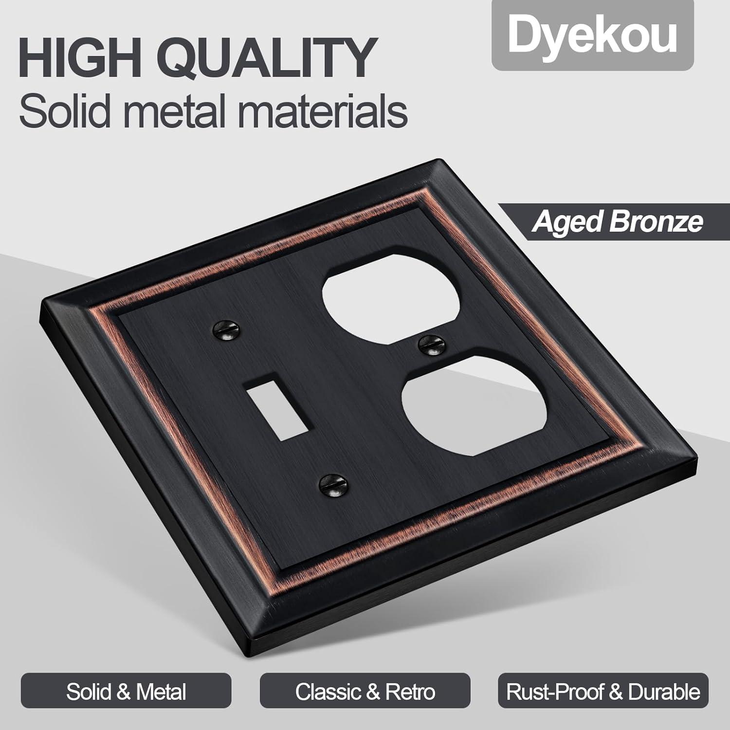 Amerelle 149TDDB Chelsea 5" Tall Wallplate, 1 Toggle / 1 Duplex, Steel, Aged Bronze, 1-Pack