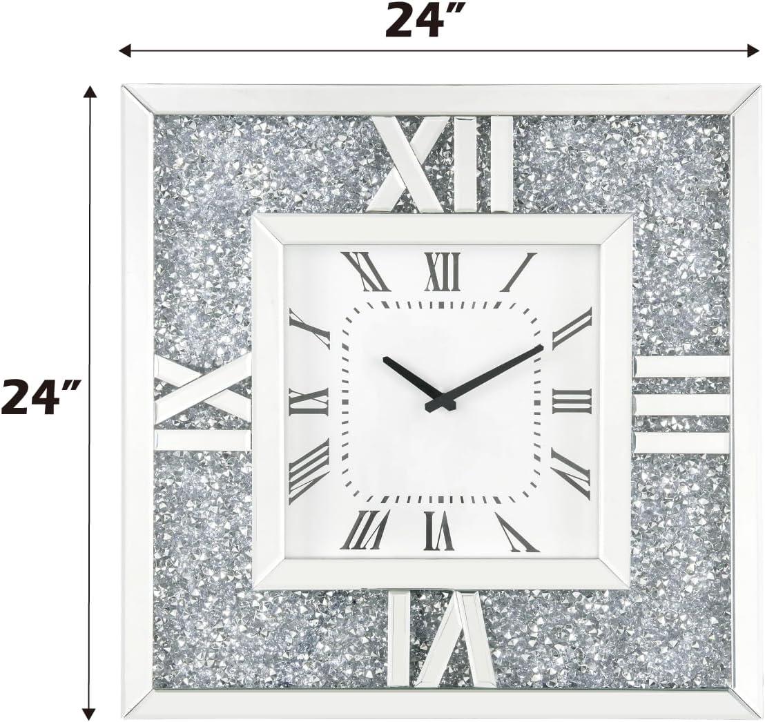Noralie Wall Clock in Mirrored & Faux Diamonds