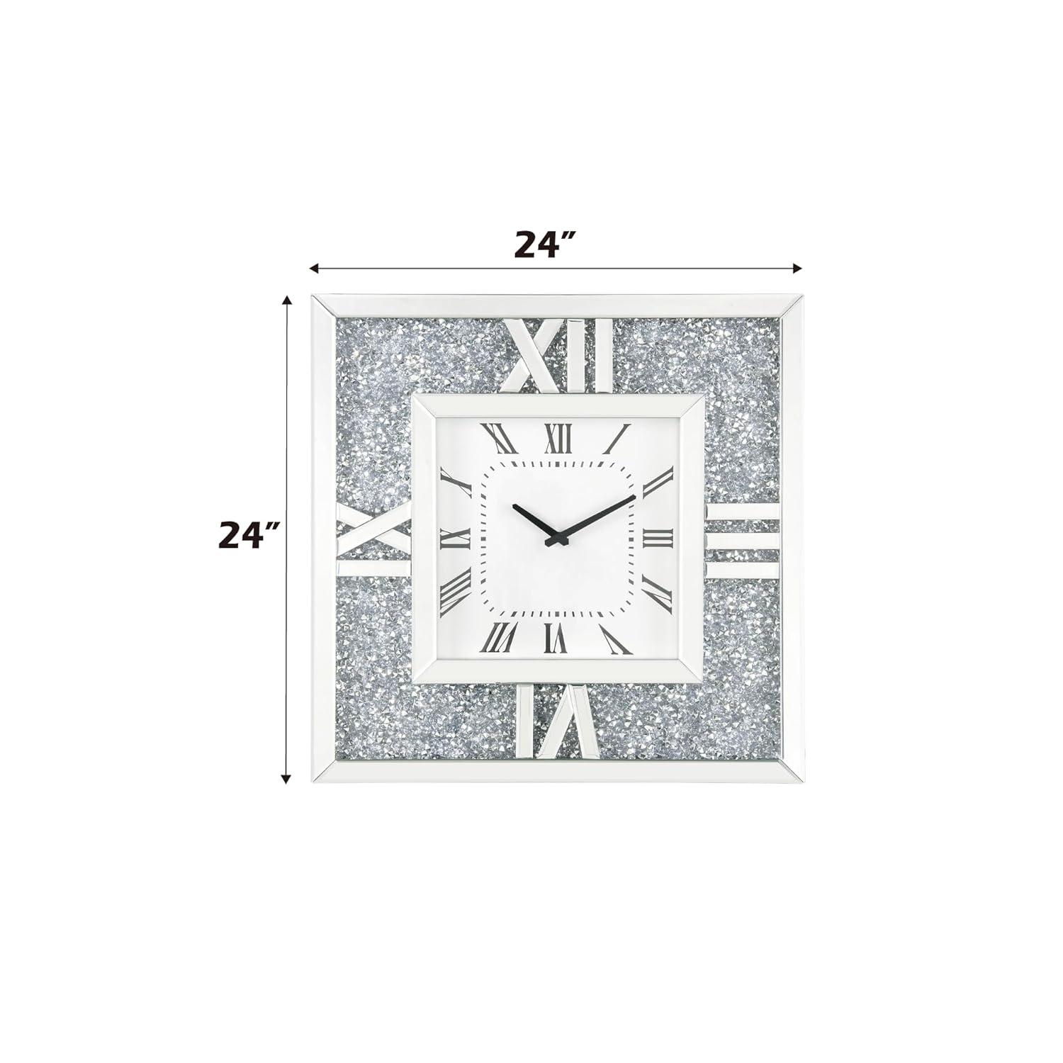 Noralie Wall Clock in Mirrored & Faux Diamonds