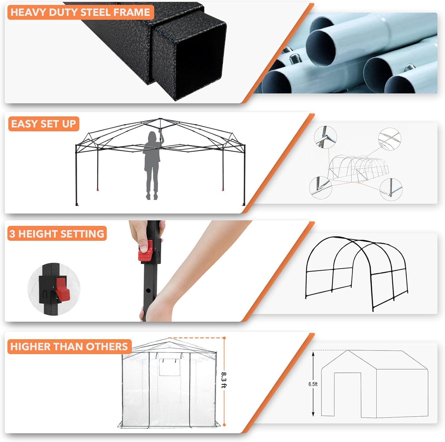 EAGLE PEAK Pop Up Greenhouse 8' W x 12' D Greenhouse