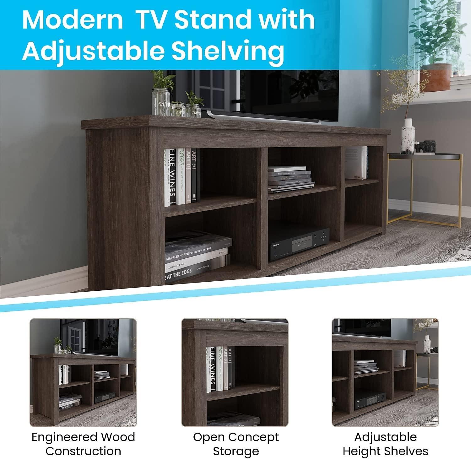 Flash Furniture Kilead Collection 3 Shelves Modern TV Stand, Espresso