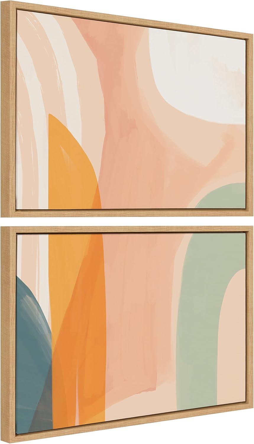 Kate and Laurel Sylvie Sunrise Over Marrakesh 1 and 2 Framed Canvas by Kate Aurelia Holloway, 2 Piece 18x24, Natural