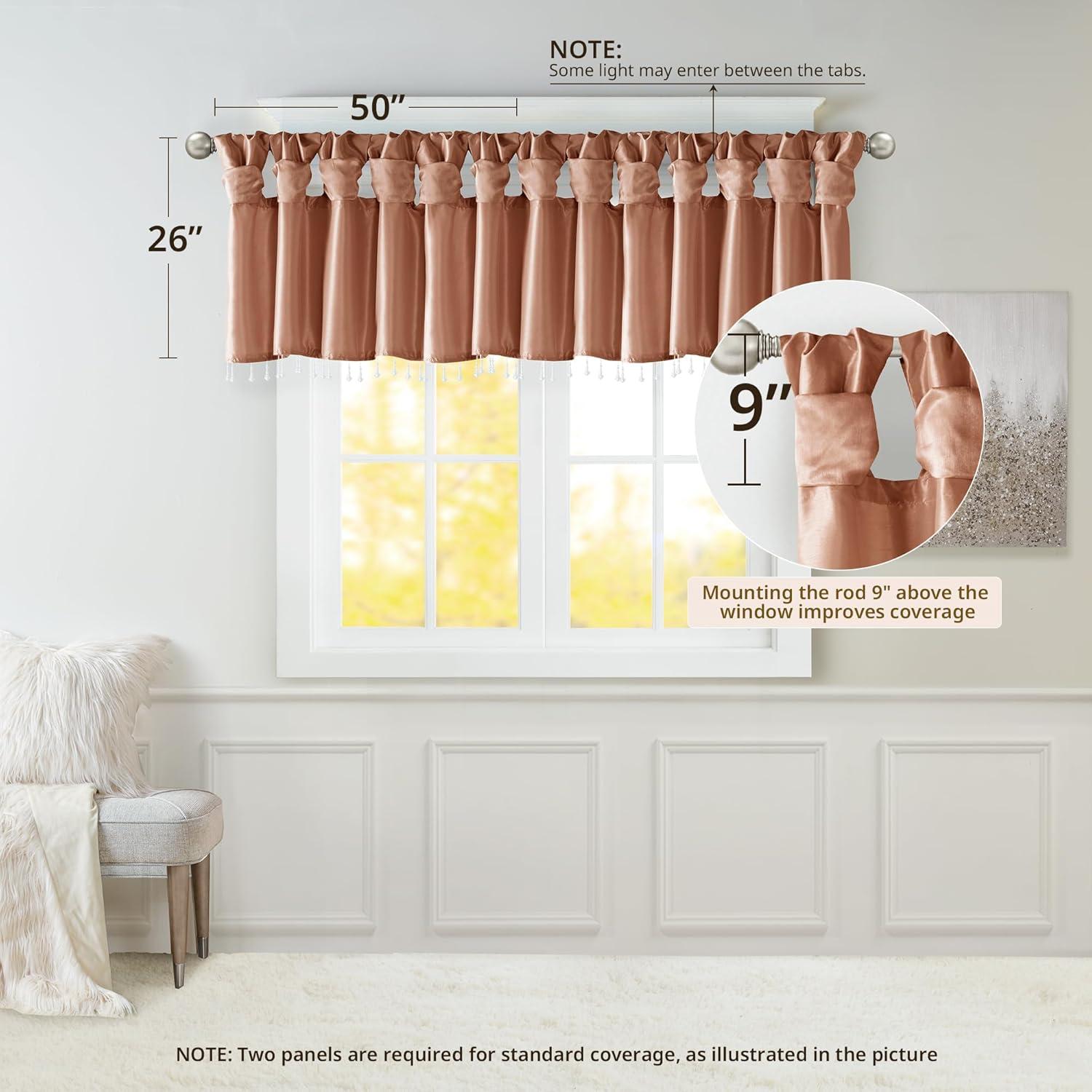 Madison Park Emilia Lightweight Faux Silk Single Valance with Beads