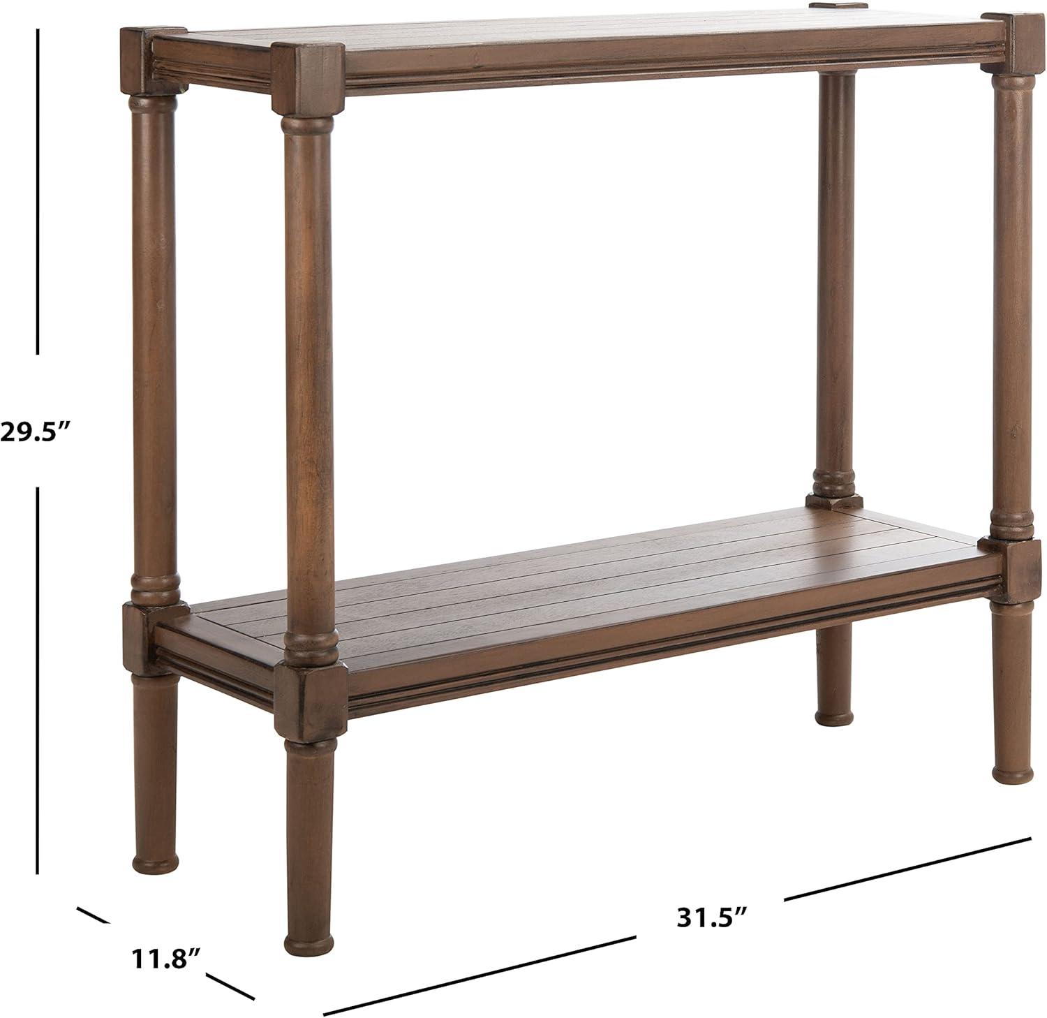 SAFAVIEH Rafiki Amish Brown Wood Console Table with Shelf (31.5 in. W x 11.8 in. D x 29.5 in. H)