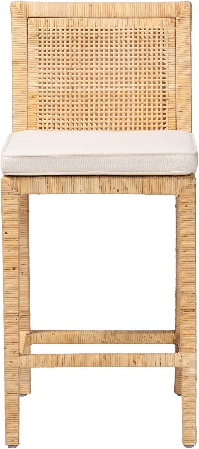 Sofia Wood and Rattan Counter Height Barstool Natural - bali & pari