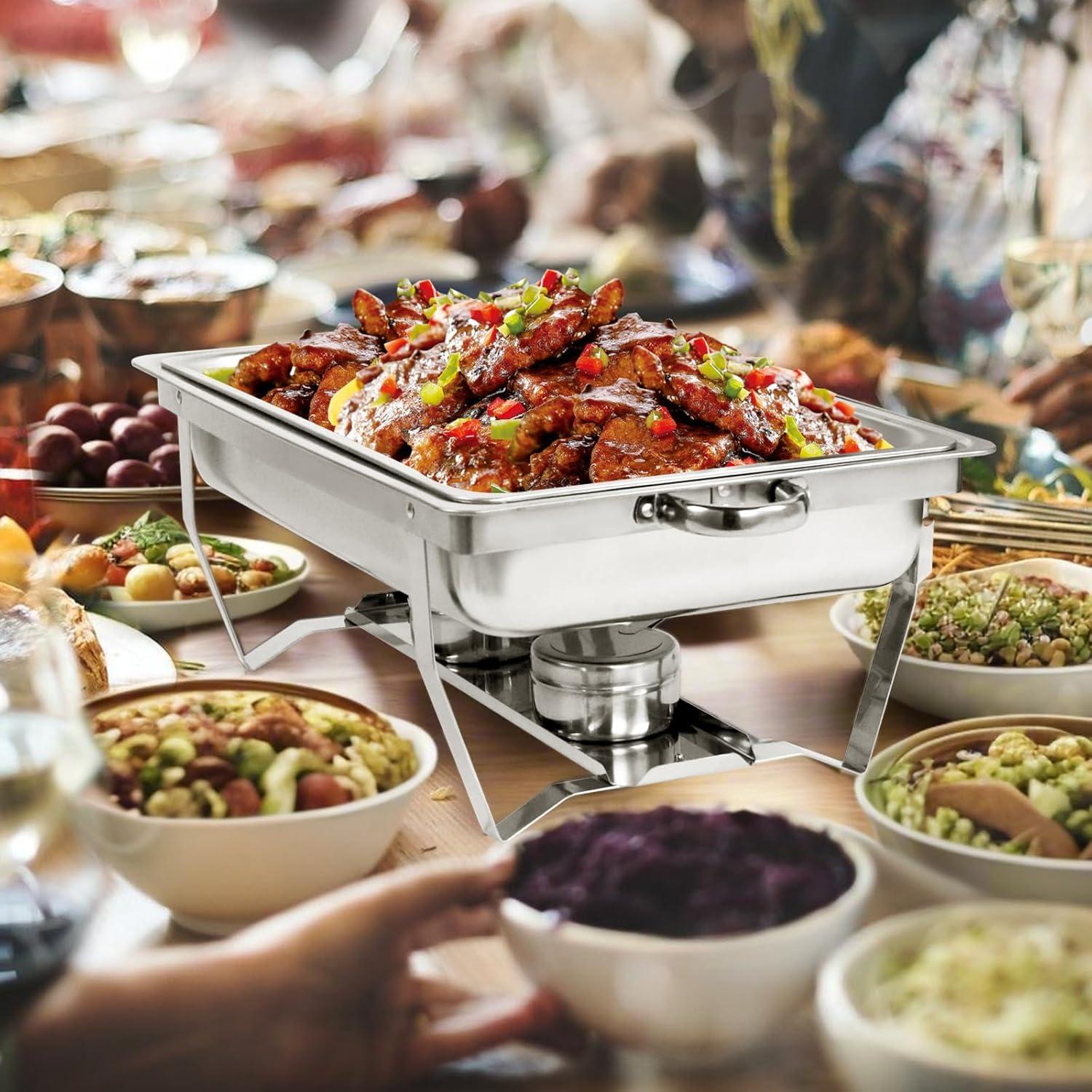 The Party Aisle™ Chafing Dishes For Buffet 4 Pack, 8 Qt Stainless Steel Chafers And Buffet Warmers Sets With Lid, Rectangle Serving Food Warmer Catering Supplies Buffet Display For Parties