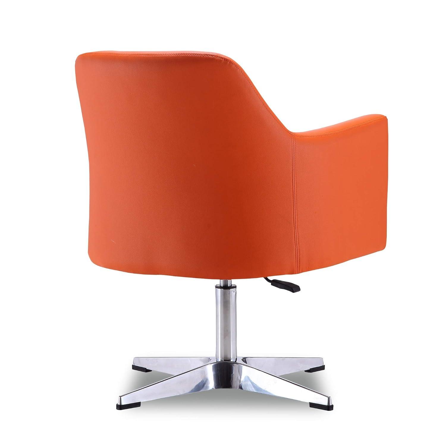 Pelo Faux Leather Adjustable Height Swivel Accent Chair Orange - Manhattan Comfort: Chrome-Plated, Modern Design, 300 lbs Capacity