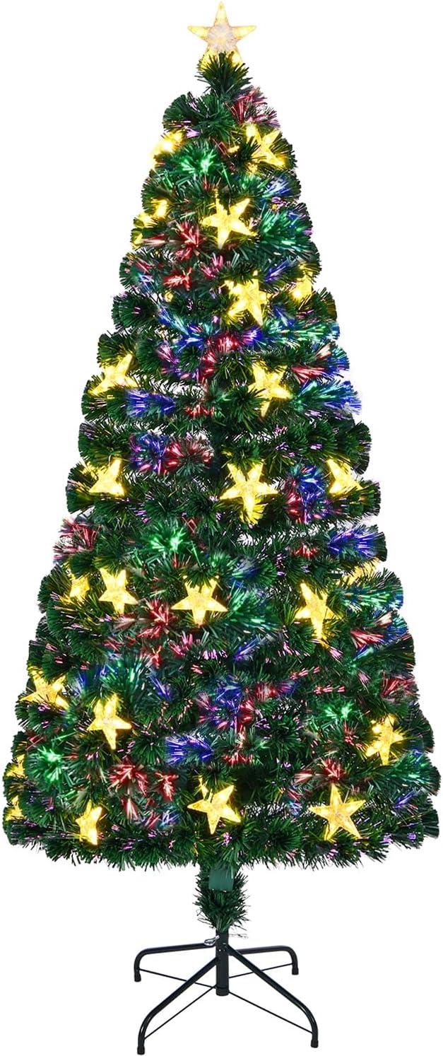 6-Foot White PVC Christmas Tree with Multicolor LED Lights