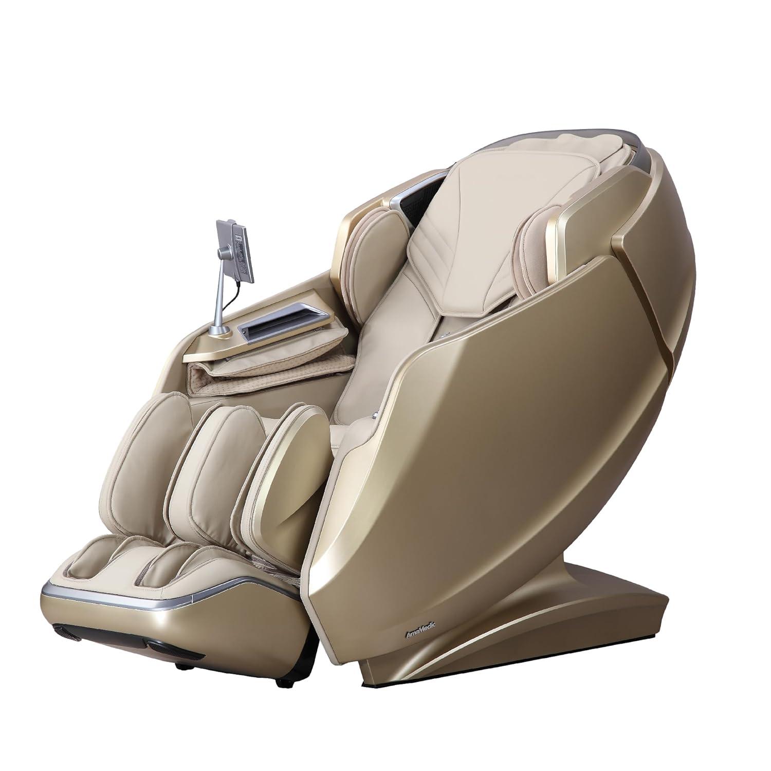 2025 Revive | 4D Massage | Health Fingerprint Sensor| Massage Chair Zero Gravity| AI Health Detection| 40 Cell Full Body Air Massage | (Beige)