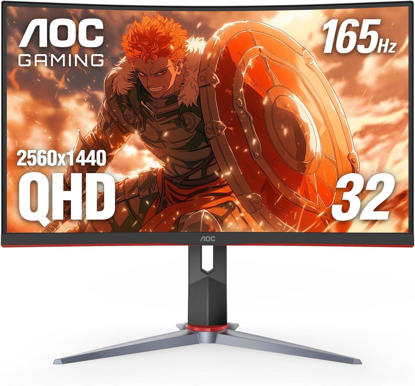 AOC 32" Curved QHD Gaming Monitor with 165Hz Refresh Rate