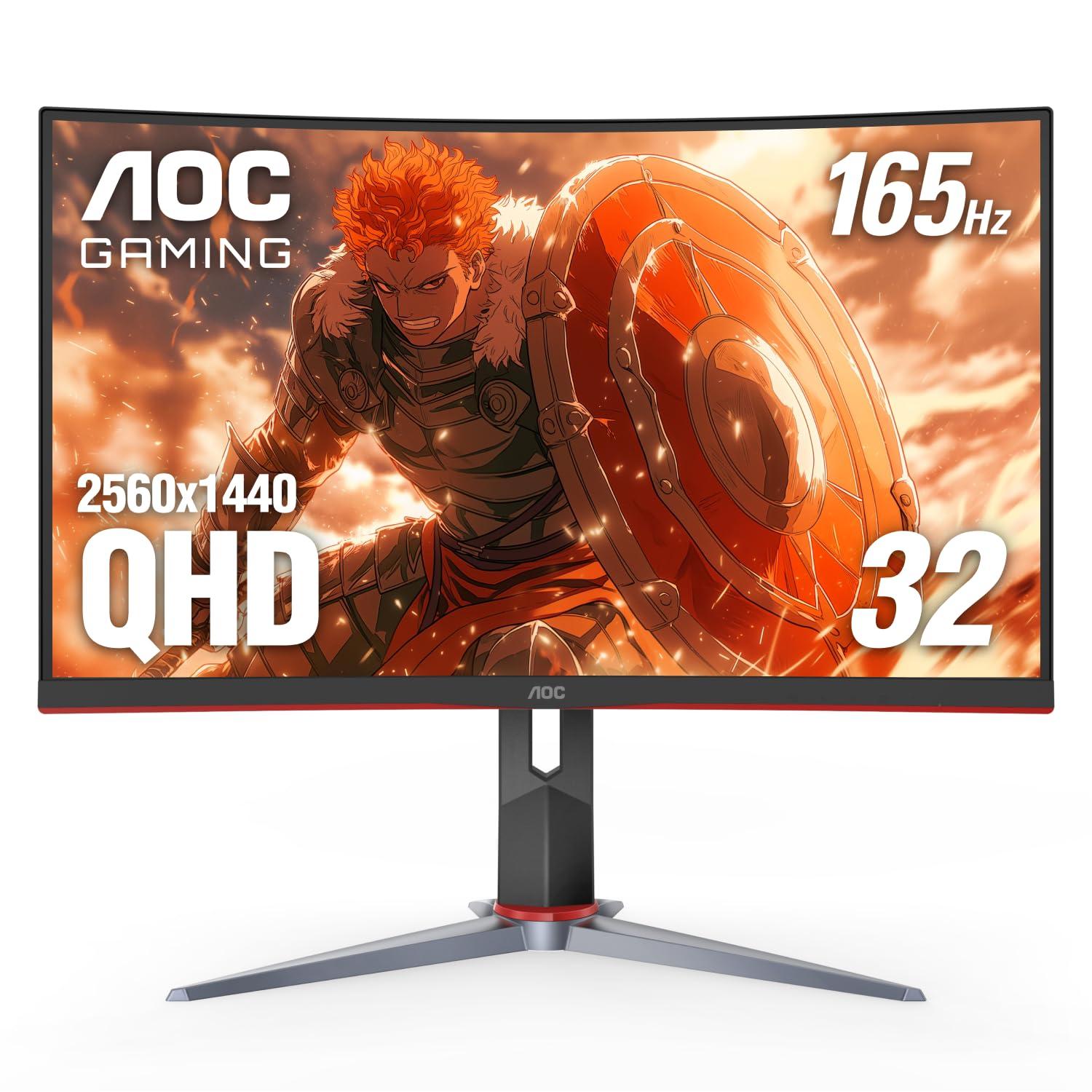 AOC 32" Curved QHD Gaming Monitor with 165Hz Refresh Rate