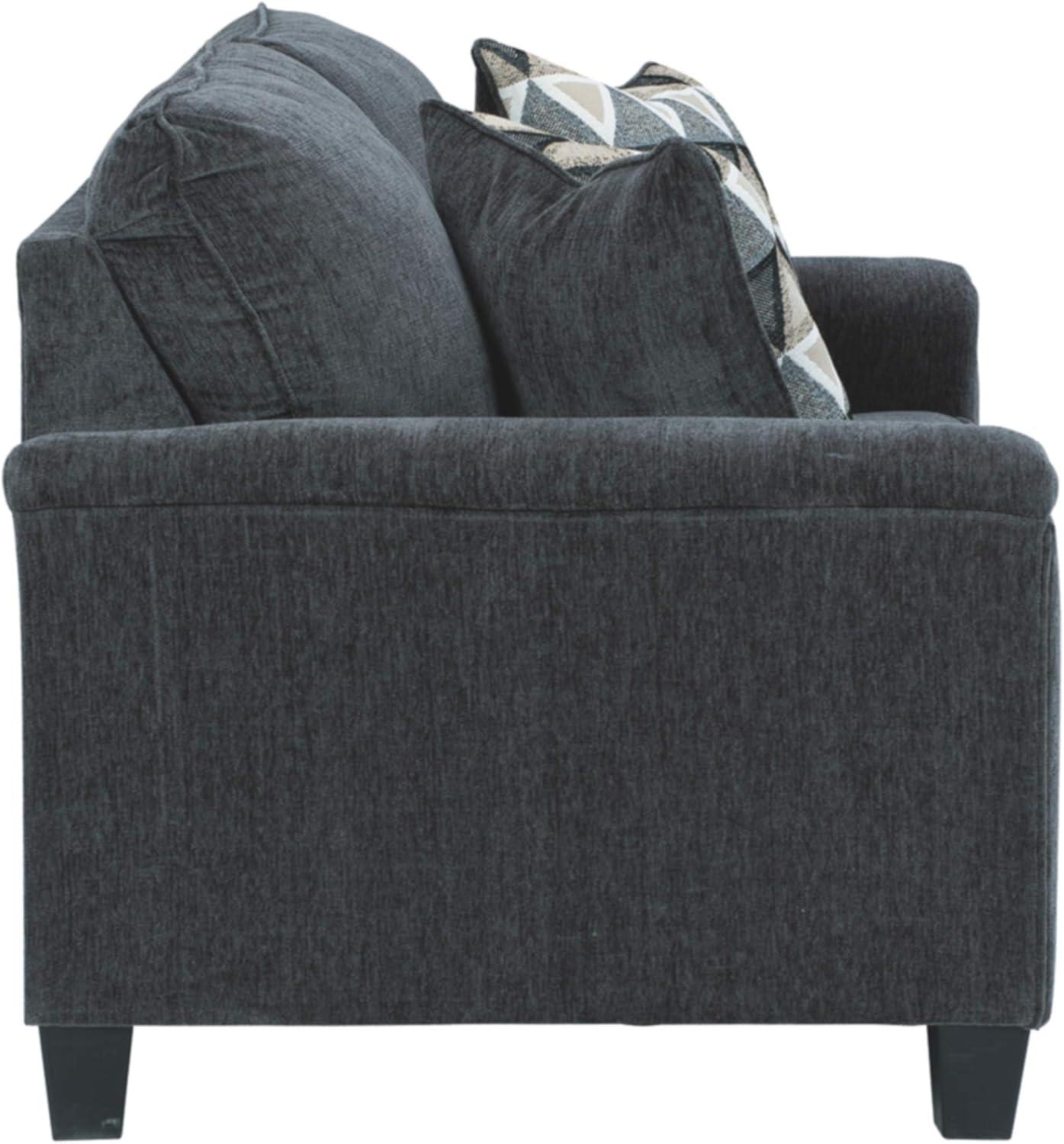 Gray Chenille Track Arm Loveseat with Removable Cushions