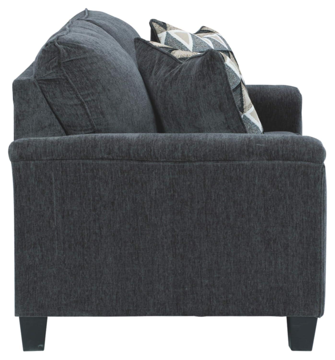 Gray Chenille Track Arm Loveseat with Removable Cushions