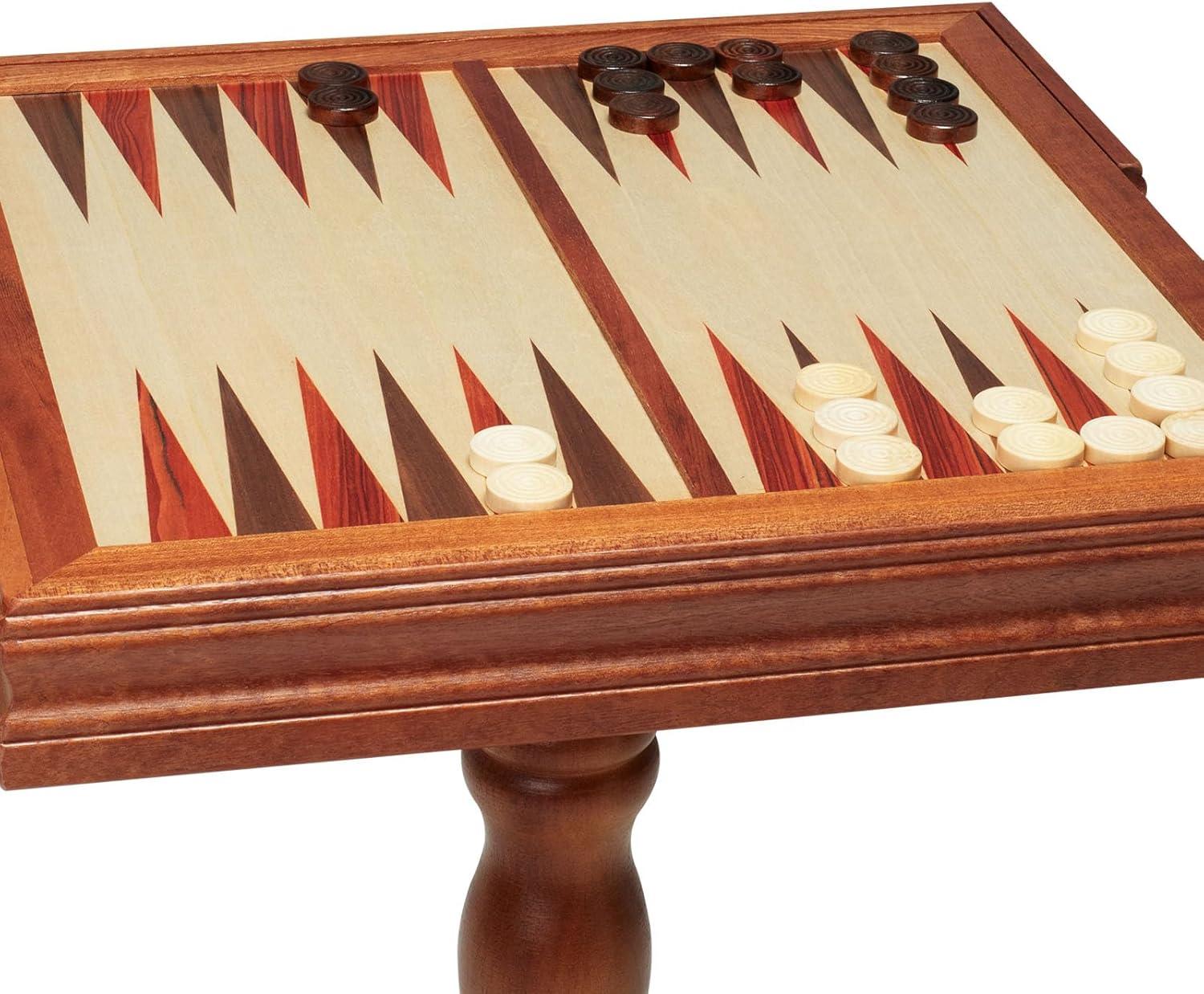 GSE Wooden 3-in-1 Chess Checkers Backgammon Table, Chess Checkers Backgammon Combo Game Set