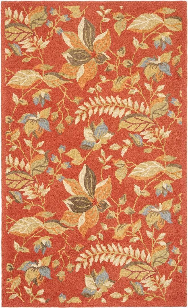 SAFAVIEH Blossom Evelyn Floral Flowers Wool Area Rug, Rust/Multi, 5' x 8'