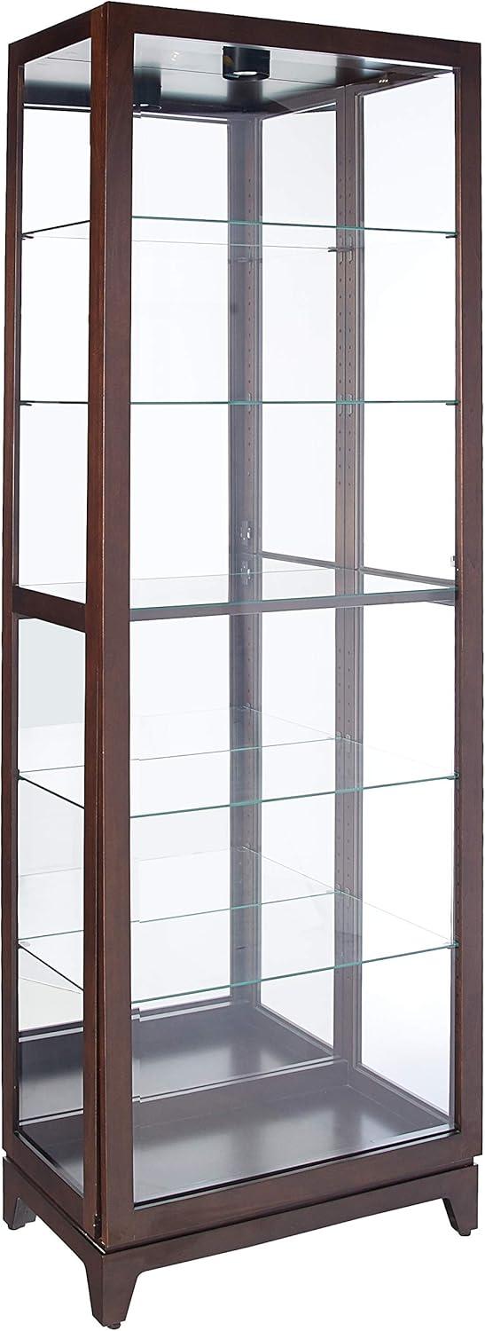 Espresso Lighted Glass Curio Cabinet with Adjustable Shelves