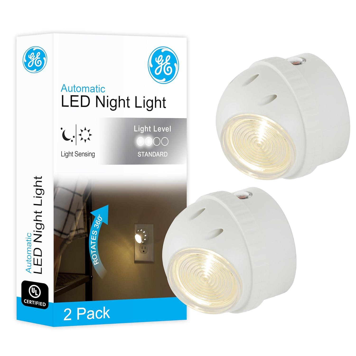 White Automatic LED Night Light with Motion Sensor, 2 Pack