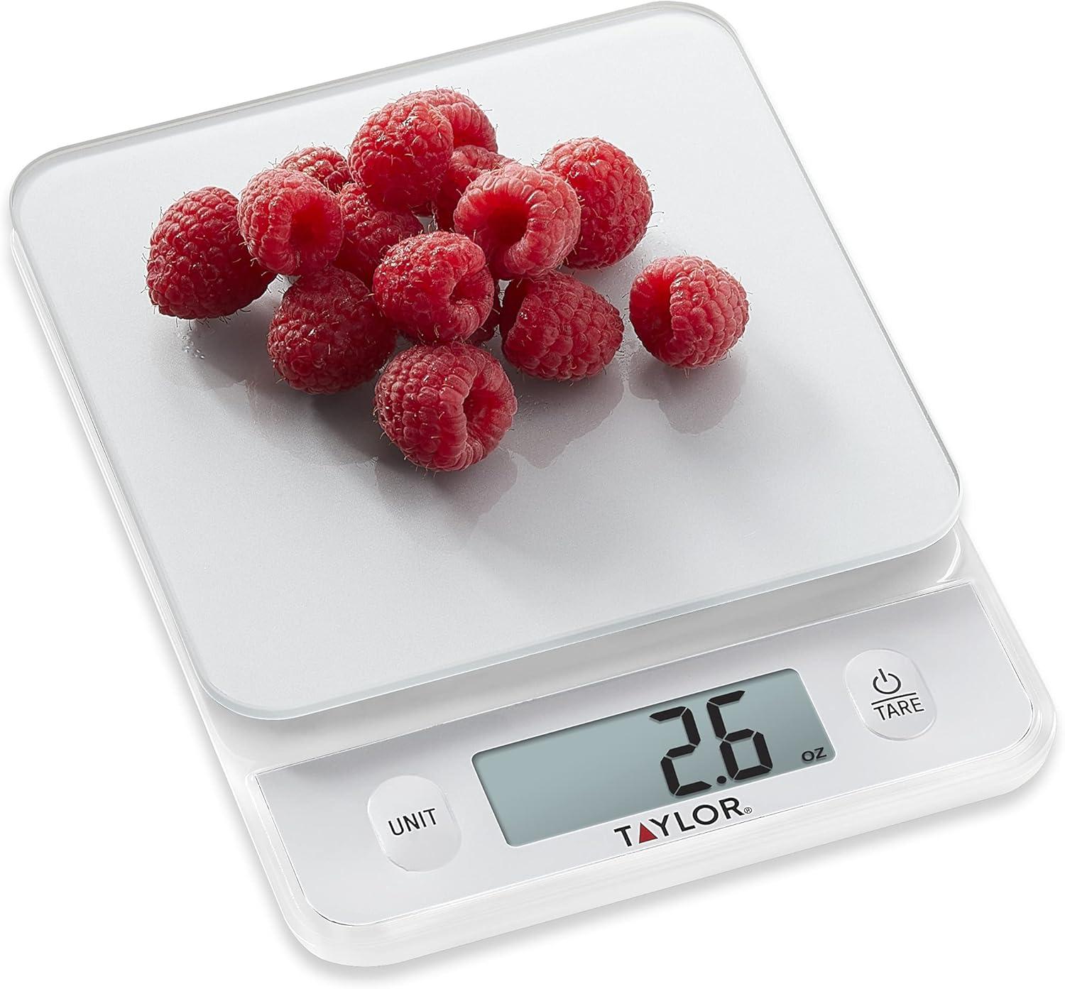 Taylor Digital Kitchen Glass Top 11lb Food Scale Silver