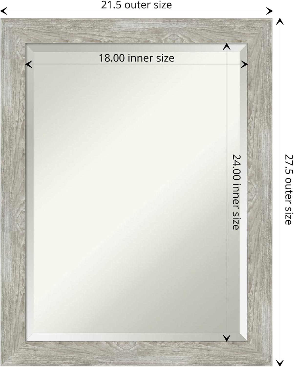 Rustic Weathered Grey Woodgrain Rectangular Bathroom Vanity Mirror