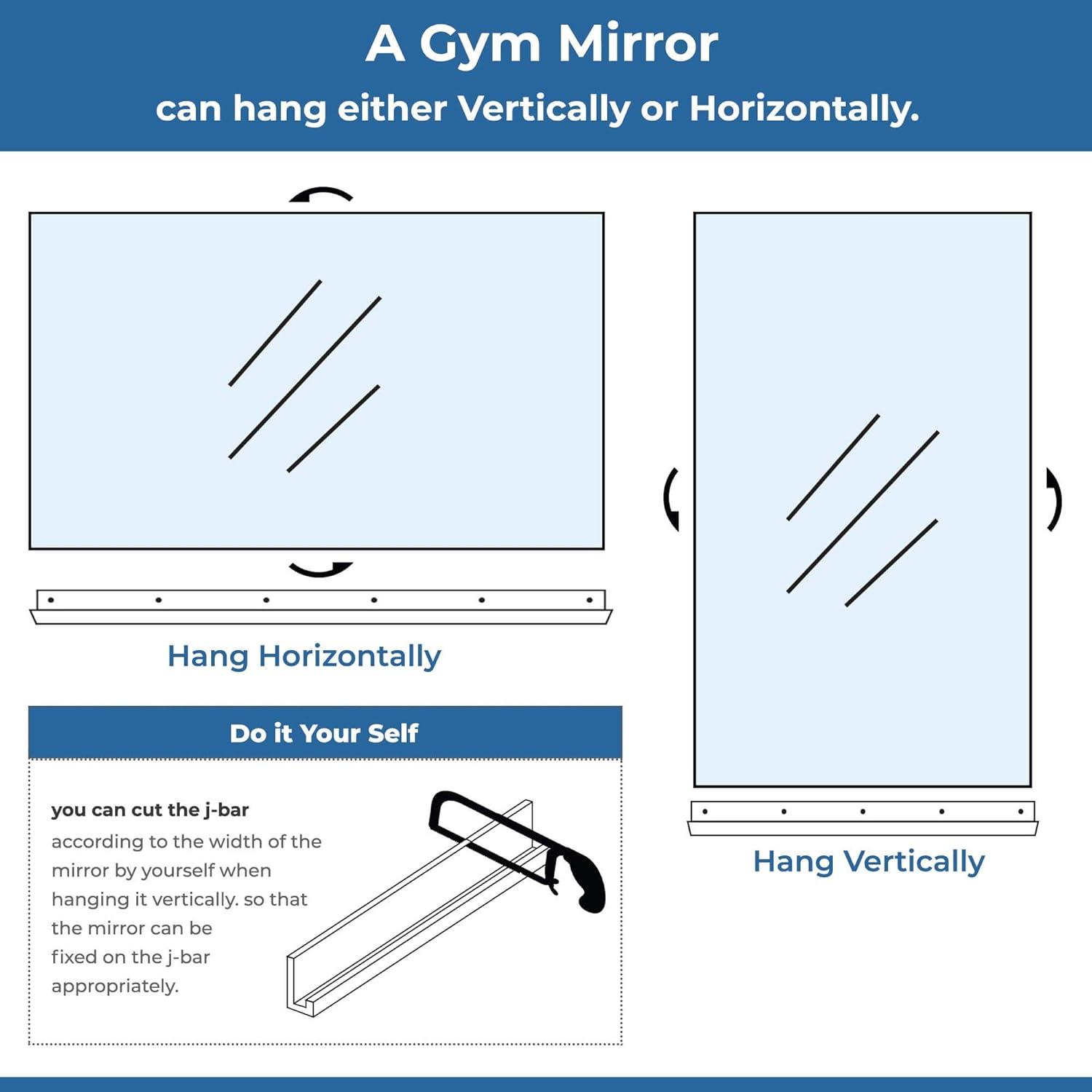 Gym Wall Mirror SD Annealed 1/4" Thick | Safety-Backed, 36" x 60"