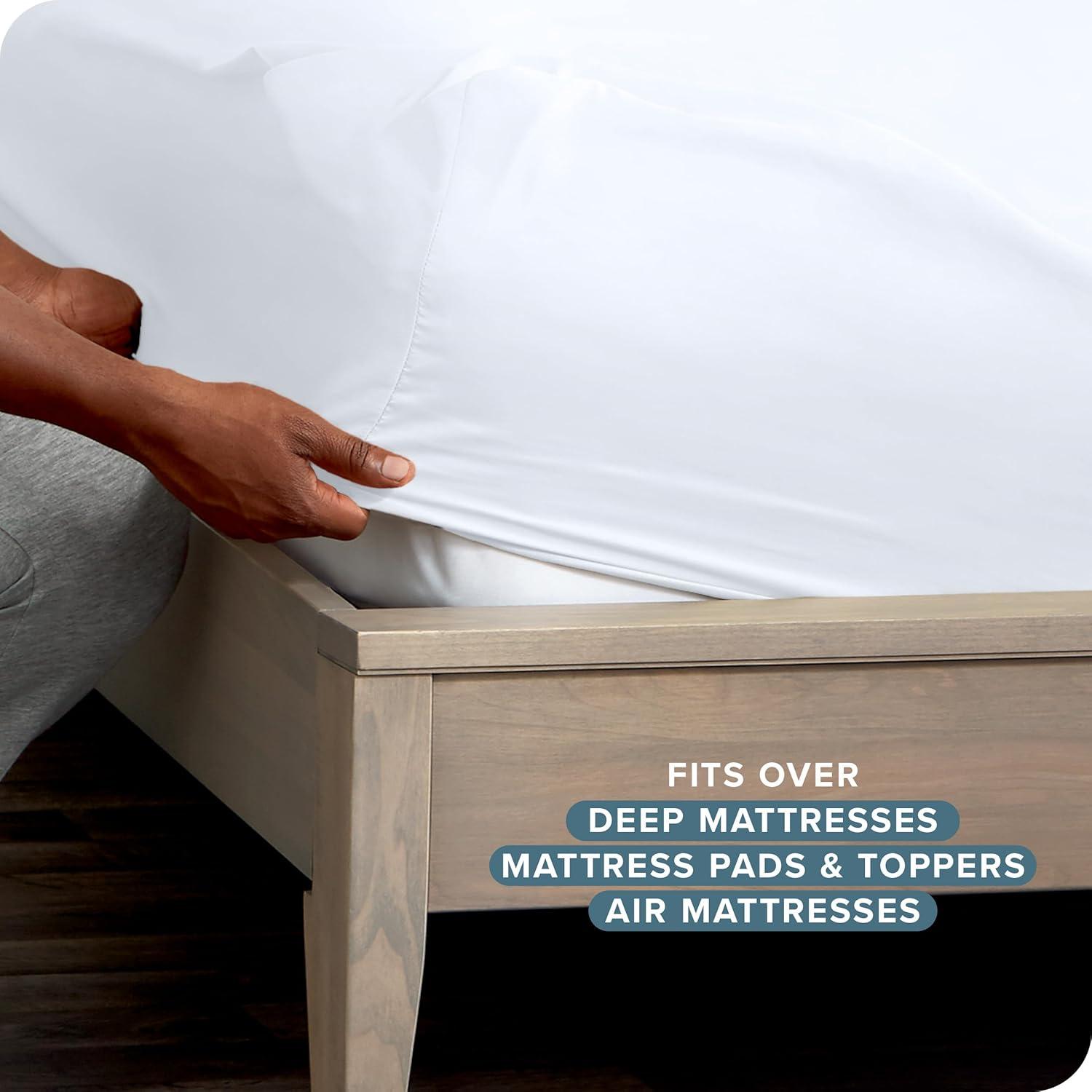 Queen Cypress 22 Inch Extra Deep Pocket Sheet Set, Double Brushed Microfiber Sheets by Bare Home