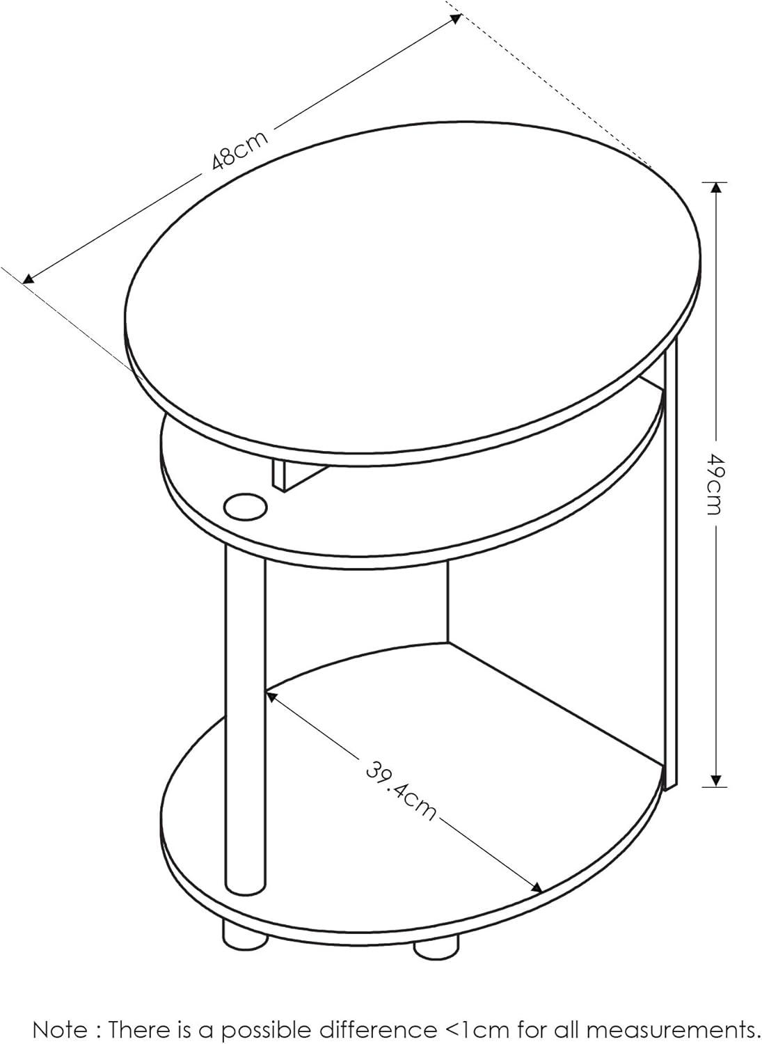 Jaya Black Round Wood End Table Set with Shelves