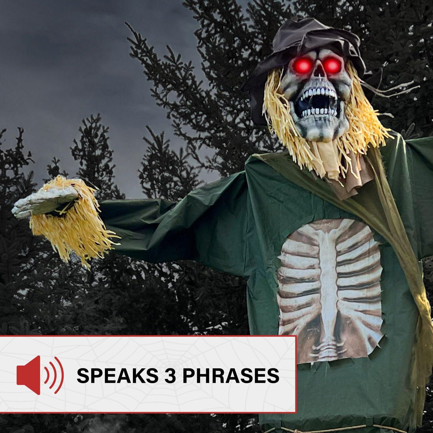 Haunted Hill Farm Haunted Hill Farm 15-ft. Animatronic Scarecrow for covered outdoor Halloween decoration