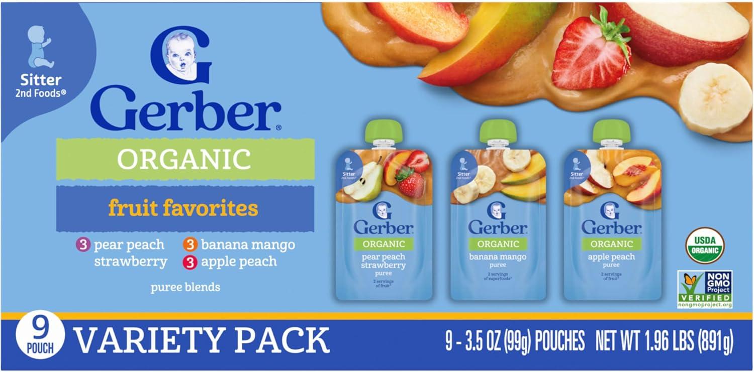 Gerber Stage 2 Organic Baby Food Pouches - Fruit & Veggie Value Pack - 3.5oz/9pk