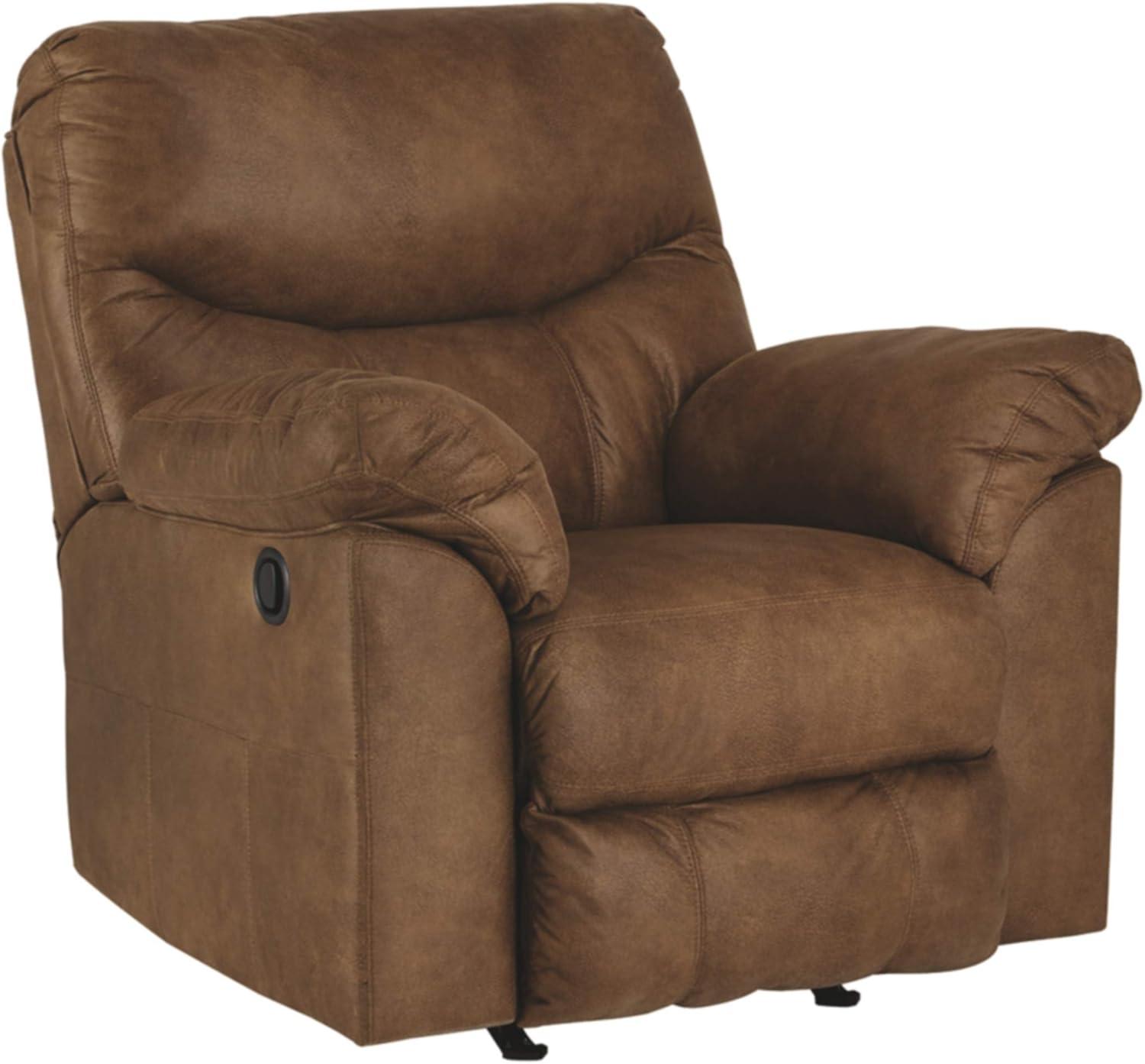 Bark Brown Faux Leather Oversized Recliner Chair