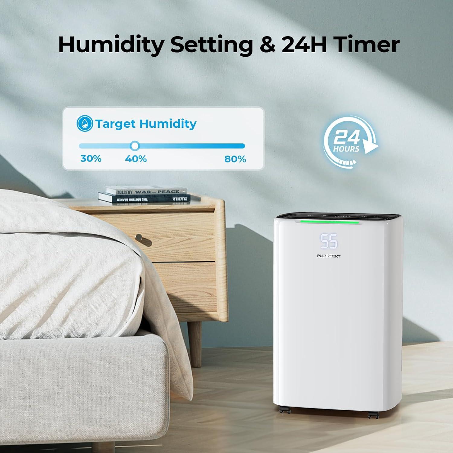 5000 Sq.Ft Energy Star Dehumidifier for Basement, 52 Pints Dehumidifiers for Home & Large Room with Drain Hose, Manual & Auto Drainage, 4 Modes, Intelligent Humidity Control, 24H Timer, Auto Defrost