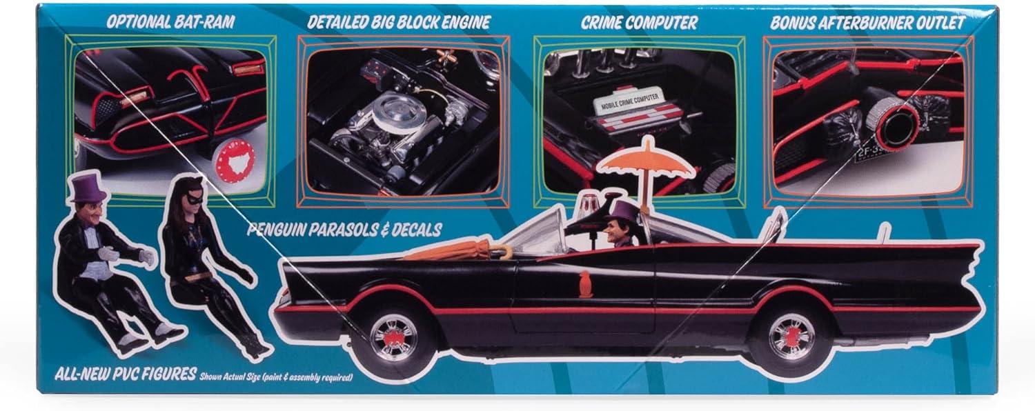 Skill 2 Model Kit 1966 Batmobile with Penguin and Catwoman Figures "Batman" (1966-1968) TV 1/25 Scale Model by Polar Lights