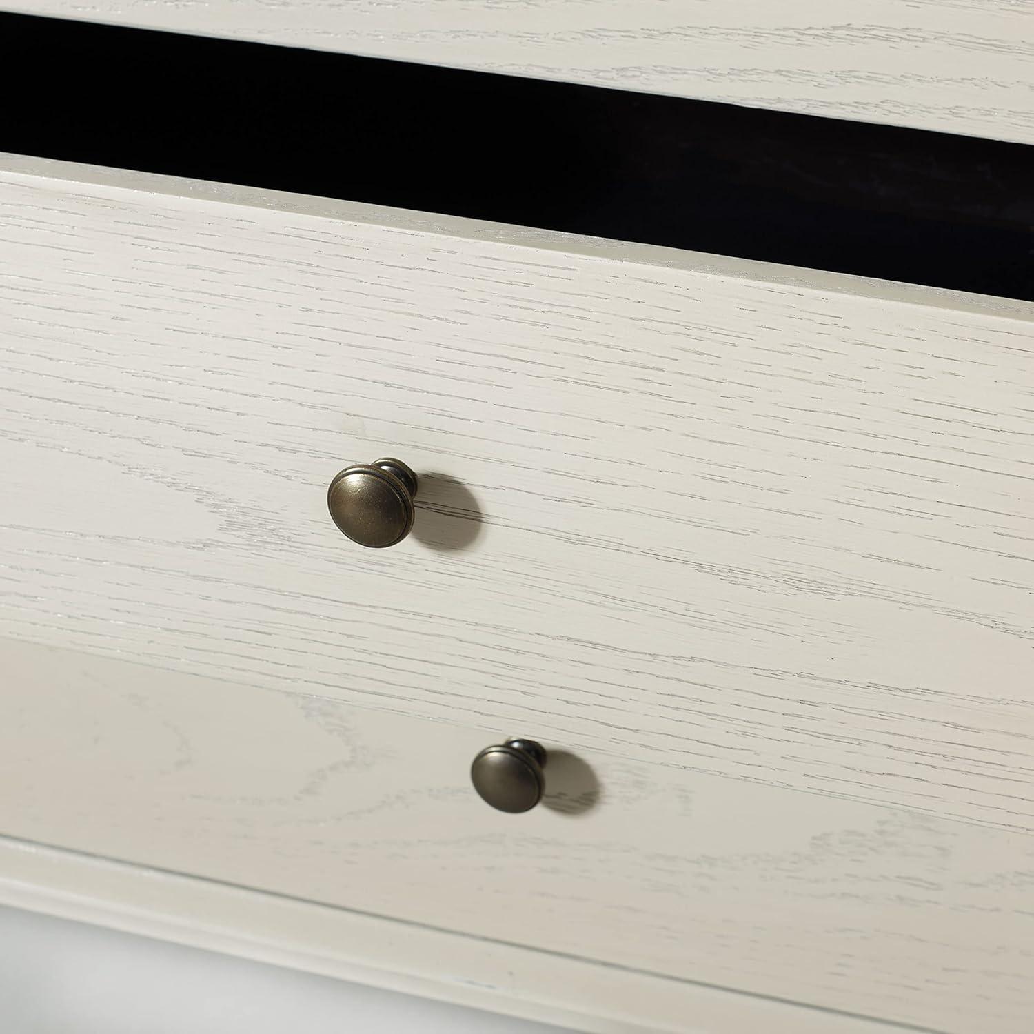 Elissa White Washed Mid-Century Media Stand with Bronze Hardware