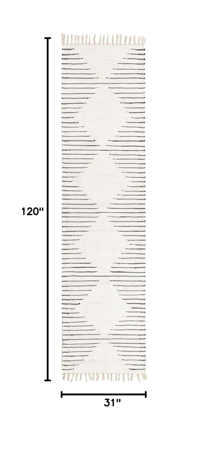 Unique Loom Chindi Cotton Collection Area Rug - Briah (2' 7" x 10' Runner, White/ Black)