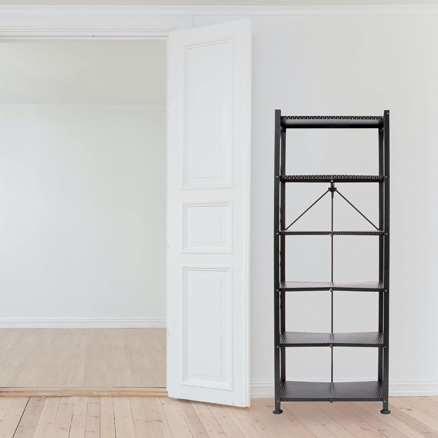 Origami Foldable 6-Shelf Classic Stamped Steel Bookcase
