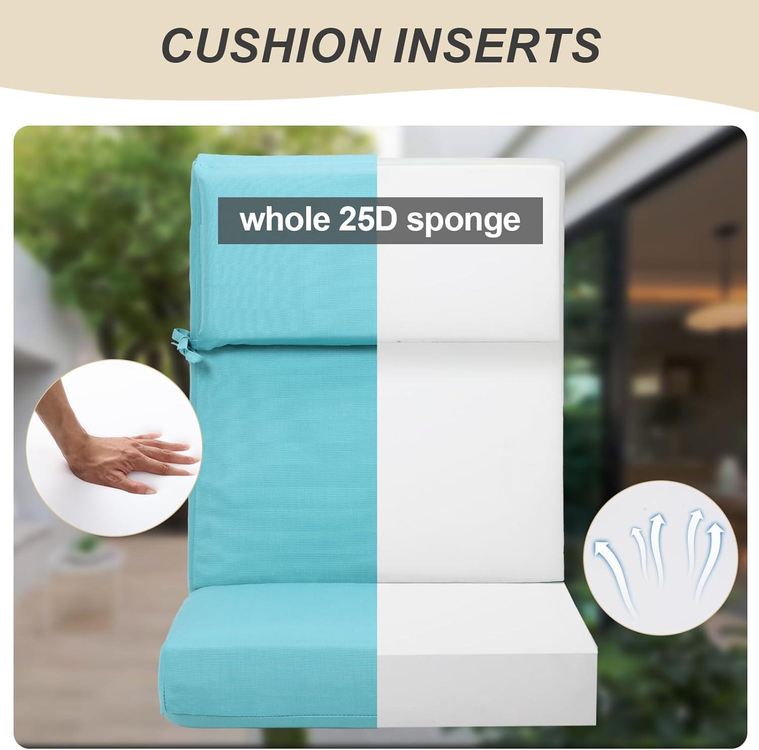20.5 in. x 20.5 in. Outdoor High Back Chair Cushion with Adjustable Buckles and Ties in Charcoal Black (4-Pack)