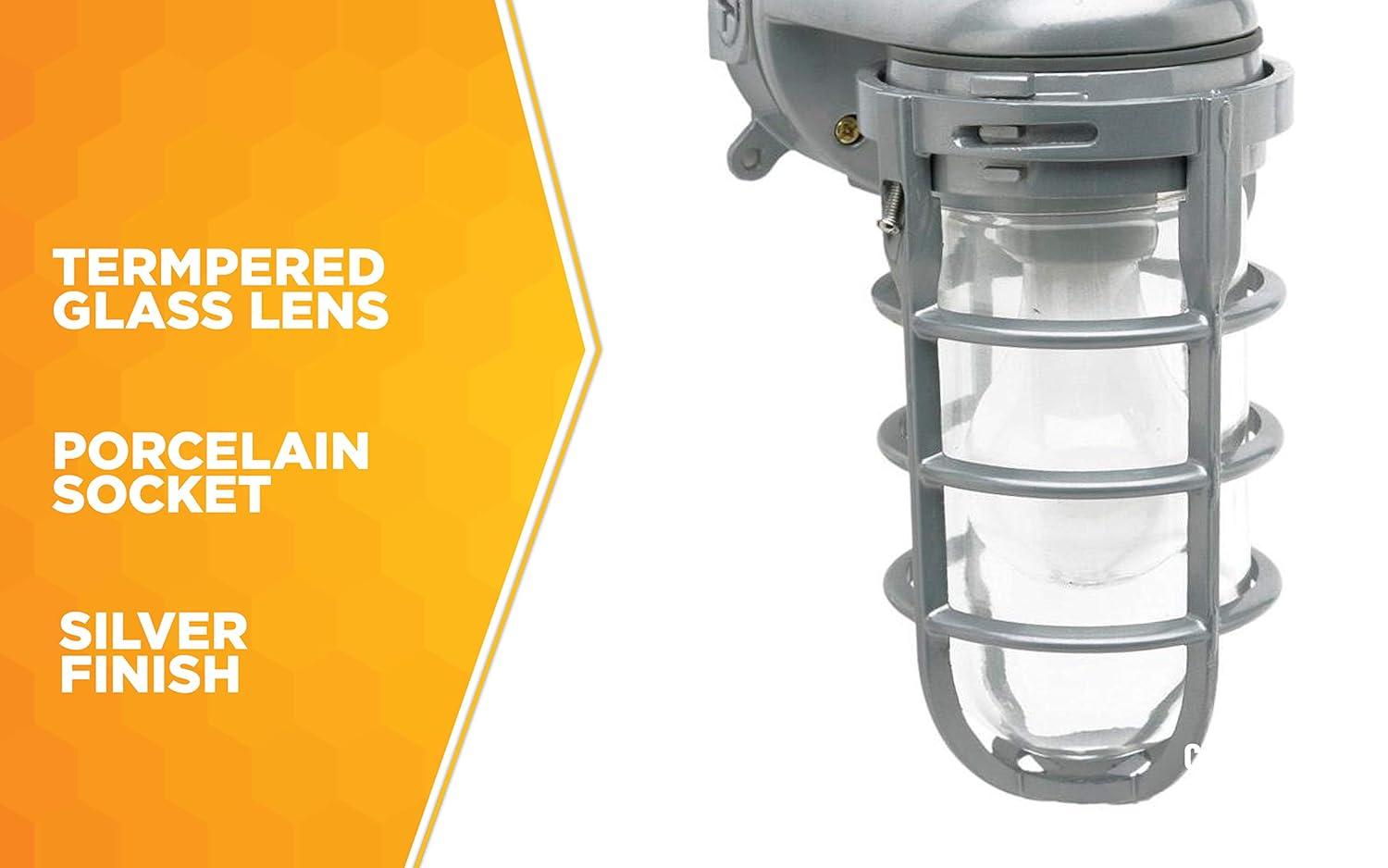 Woods L1707SV Traditional 150W Incandescent Weather Industrial Light, Wall Mount, Silver