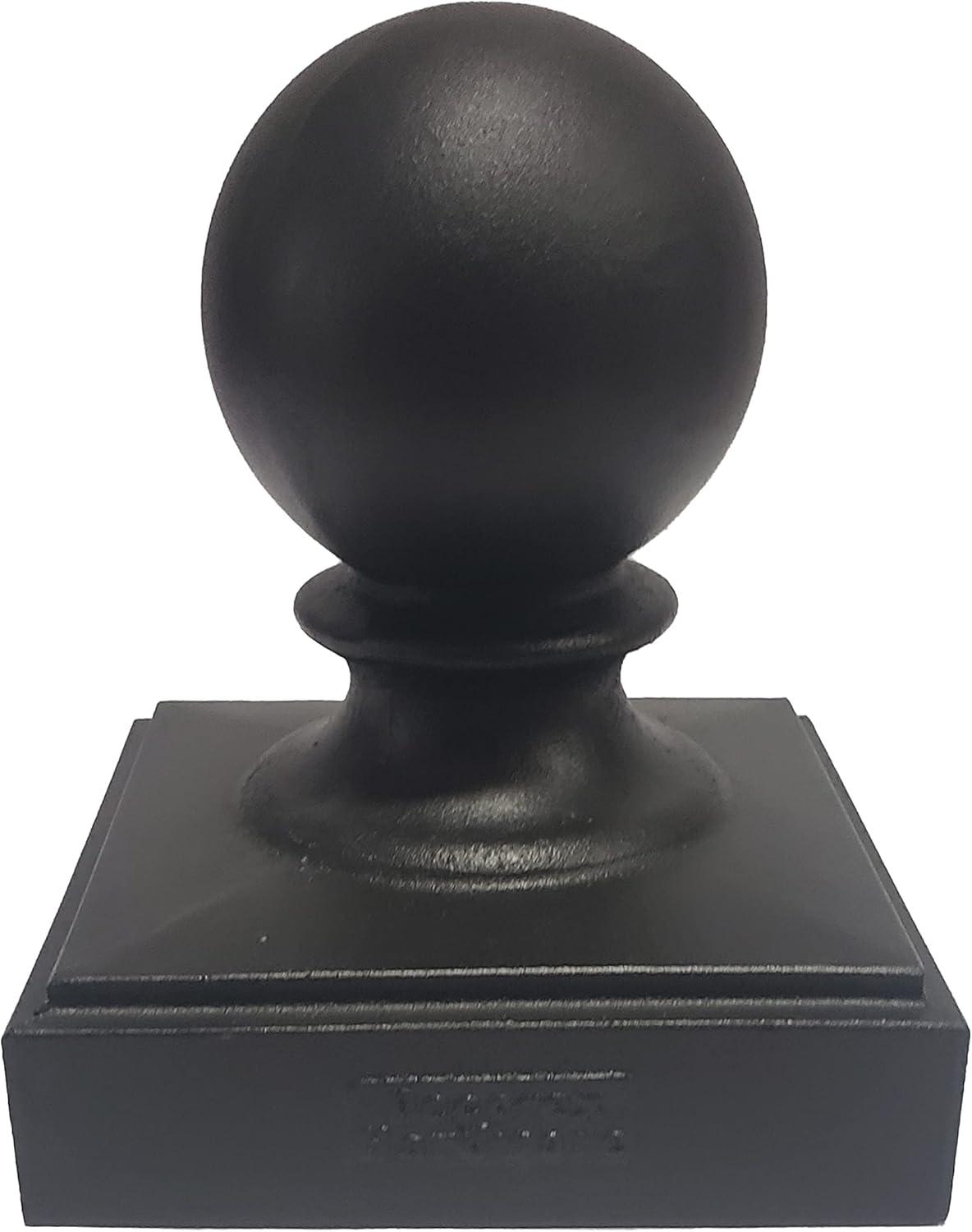 Black Powder-Coated Aluminum Ball Post Cap for 6" x 6" Posts