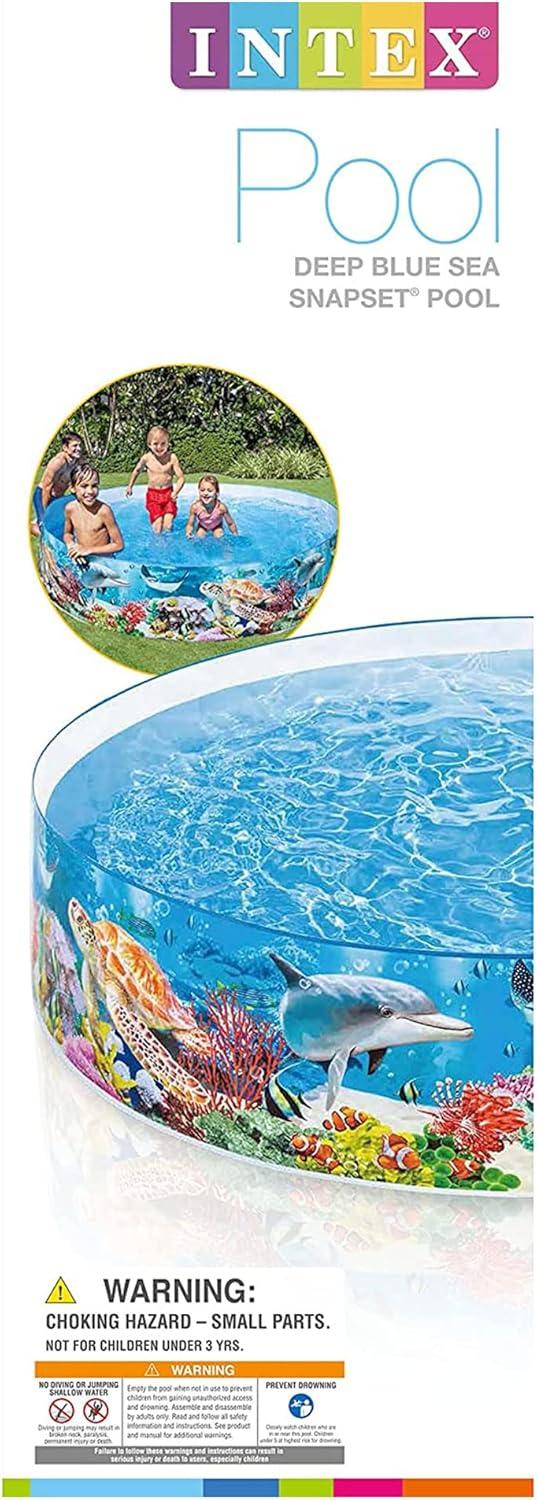 Intex Deep Sea Blue 8 feet x 18 inch SnapSet Instant Round Above Ground Swimming Kiddie Pool for Kids Ages 3 Years and Up