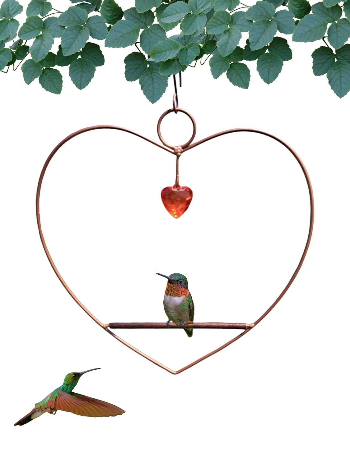 Songbird Essentials Hummingbird Swing for Hummingbird Feeder Copper Heart Metal