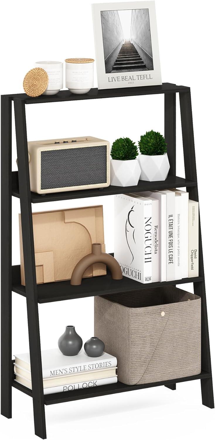 Furinno Ladder Bookcase Display Shelf, 4-Tier, Espresso