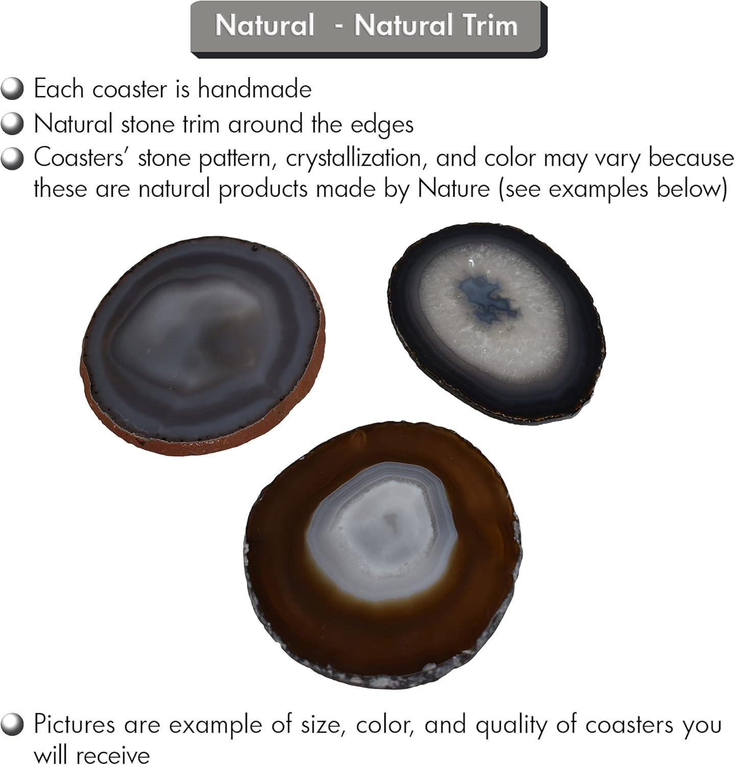 Natural Agate Stone Round Coasters Set of 4