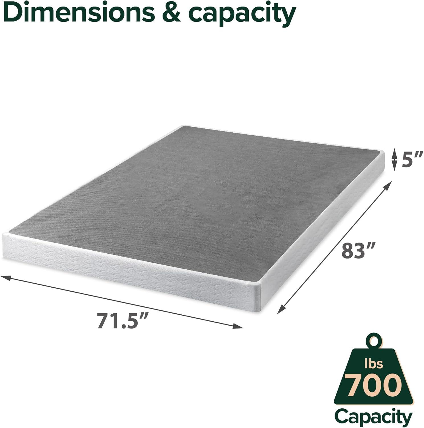 California King 5" Metal Smart BoxSpring Mattress Base with Quick Assembly Gray - Zinus: Steel Frame, Polyester Cover, 5-Year Warranty