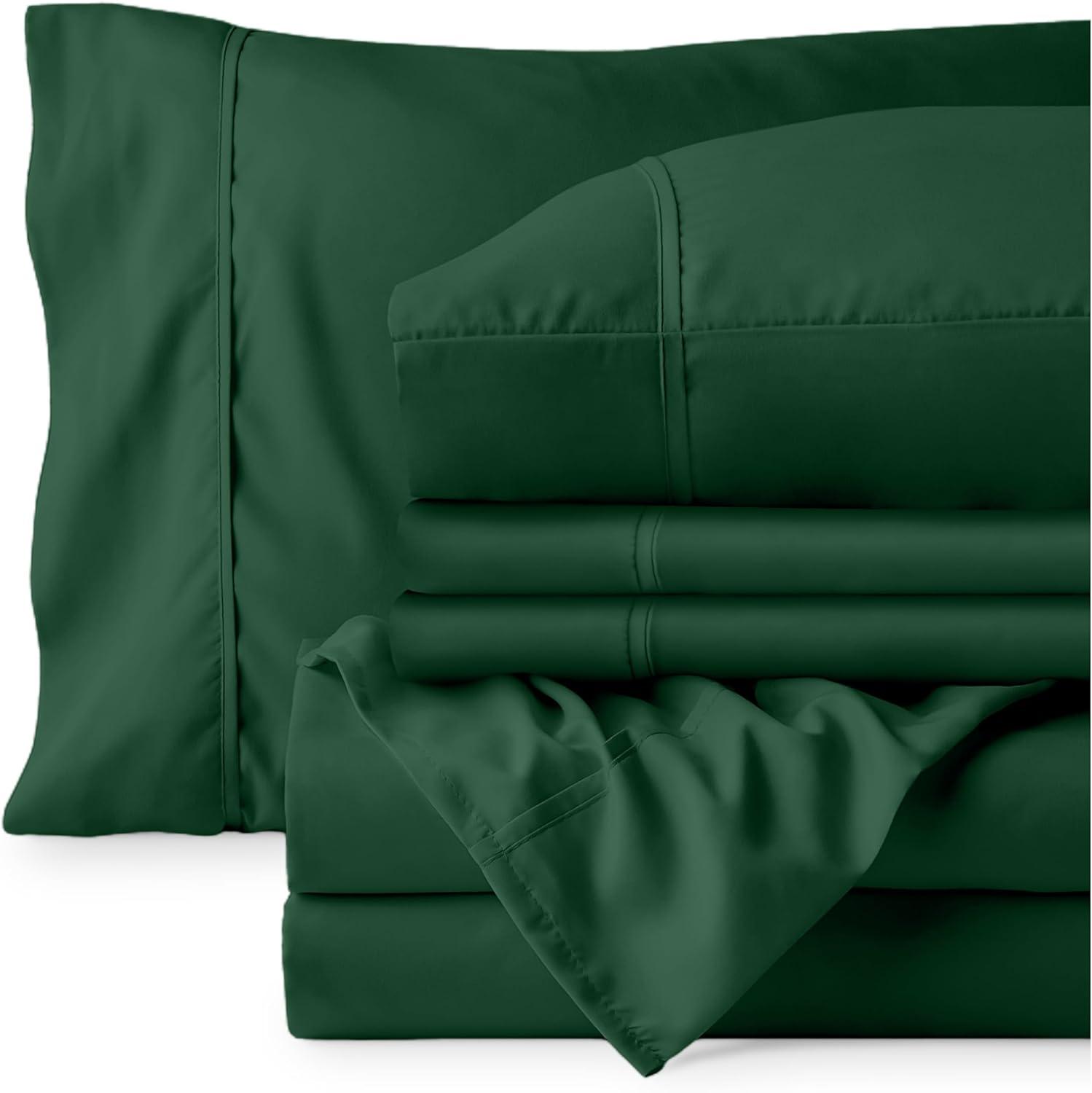 Forest Green Queen Microfiber Deep Pocket Sheet Set with Extra Pillowcases